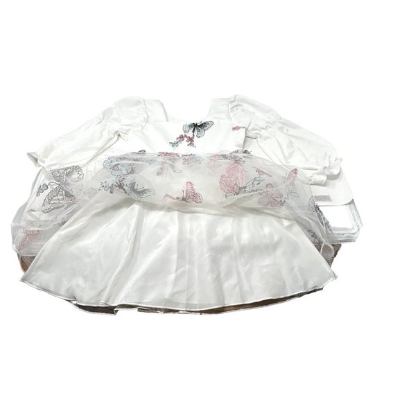 White Dress with Sweatheart Neckline & Butterflies & Flowers - US Size 6 - Picture 5 of 9